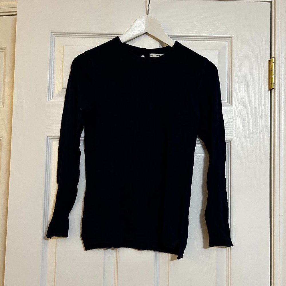 Zara Knit Navy Blue Sweater (Size M)